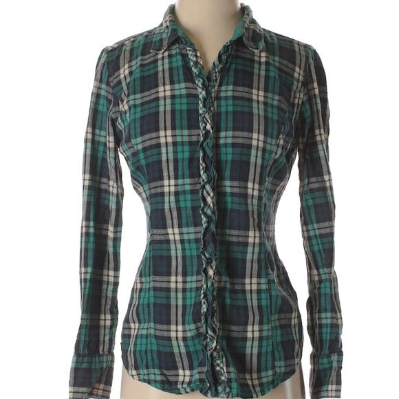 Guess Green Blue Plaid Button Down Shirt - Picture 7 of 8
